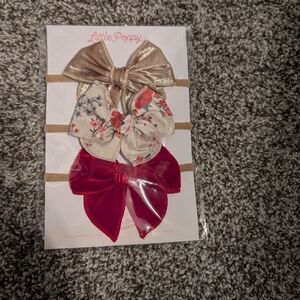 Little Poppy Floral and Velvet Hair Bow Set